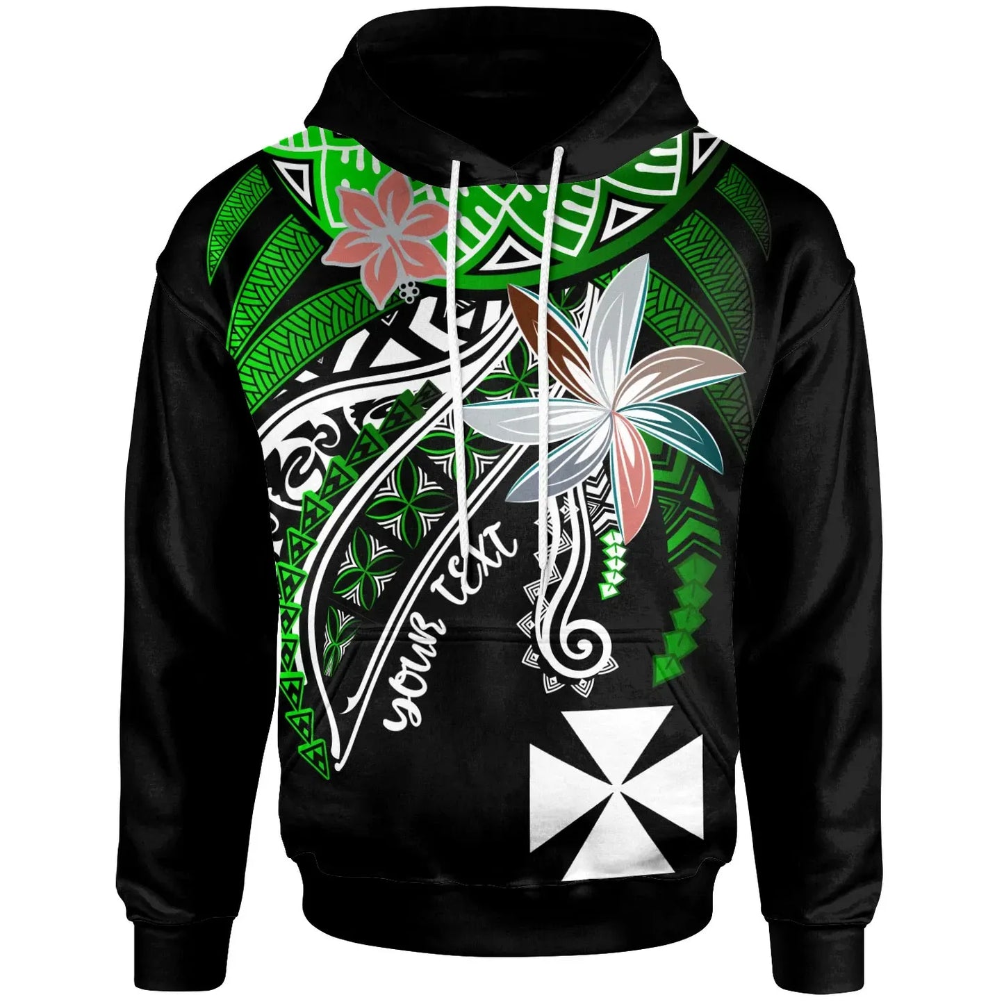 Wallis & Futuna - Custom Personalised Hoodie - Fanciful Forest Green Color