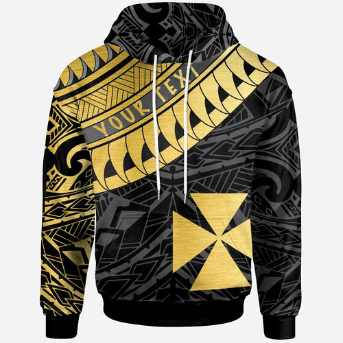 Wallis & Futuna - Custom Personalised Hoodie - Wallis & Futuna Ginger Lei Pattern Gold