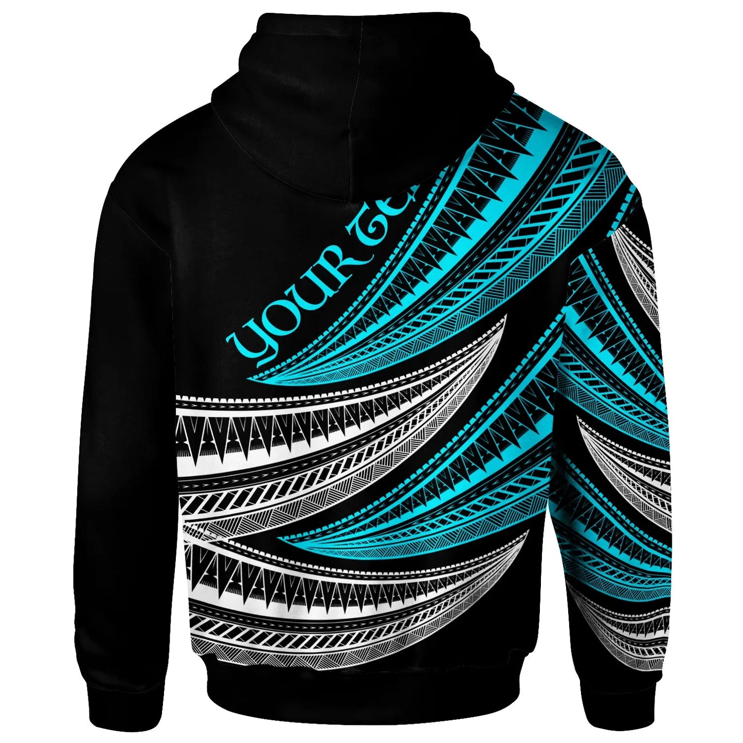 Wallis & Futuna - Custom Personalised Hoodie - Wave Pattern Alternating Blue Color