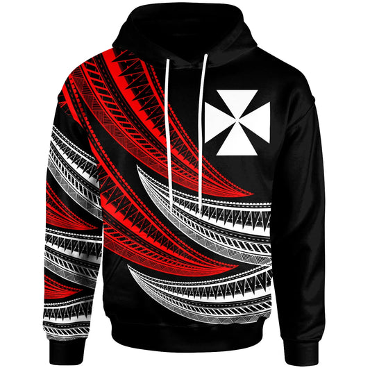 Wallis & Futuna - Custom Personalised Hoodie - Wave Pattern Alternating Red Color