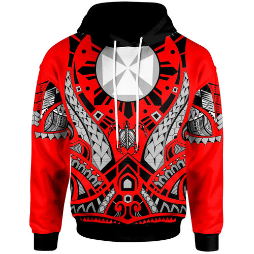 Wallis & Futuna Hoodie - Tribal Sun Tattoo Red Color