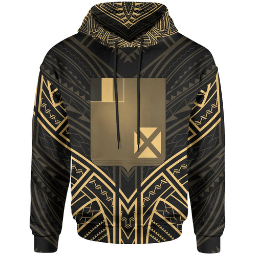 Wallis & Futuna Hoodie - Wallis & Futuna Seal Gold Tribal Patterns