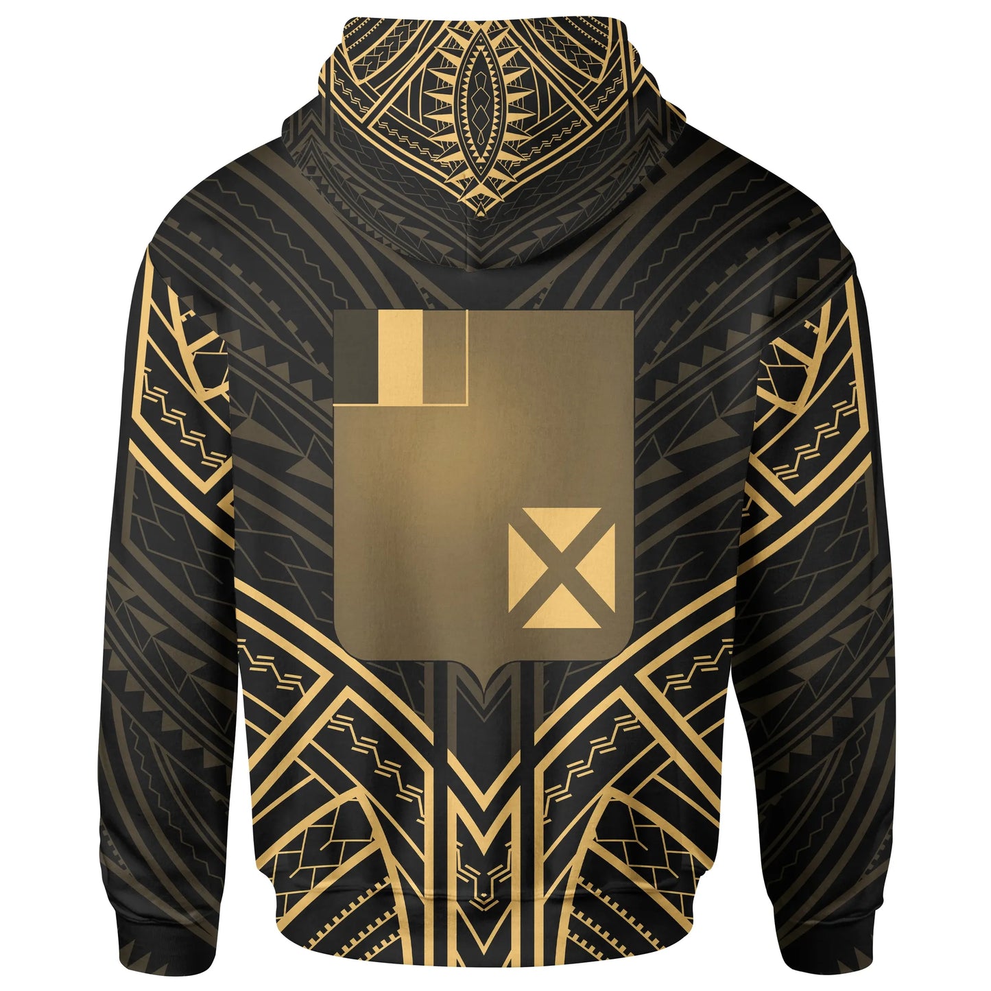 Wallis & Futuna Hoodie - Wallis & Futuna Seal Gold Tribal Patterns