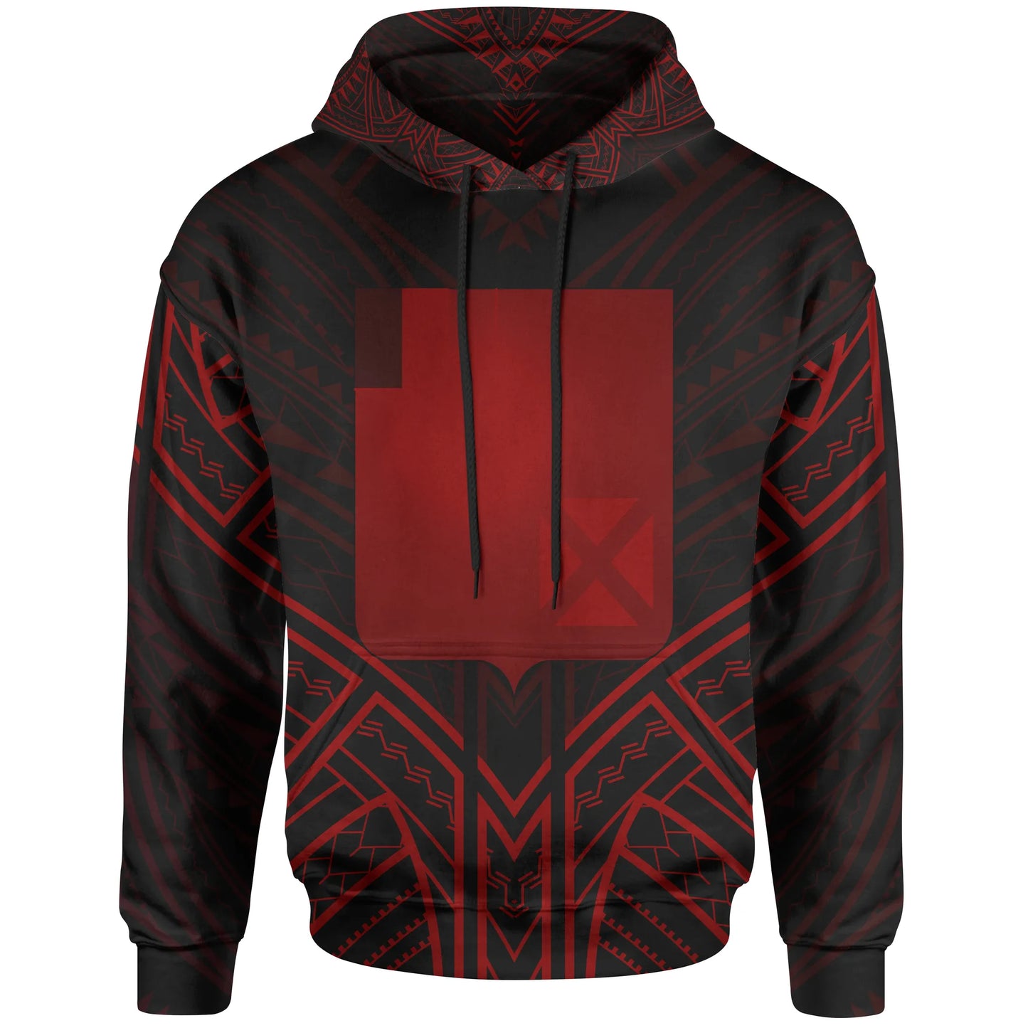 Wallis & Futuna Hoodie - Wallis & Futuna Seal Red Tribal Patterns