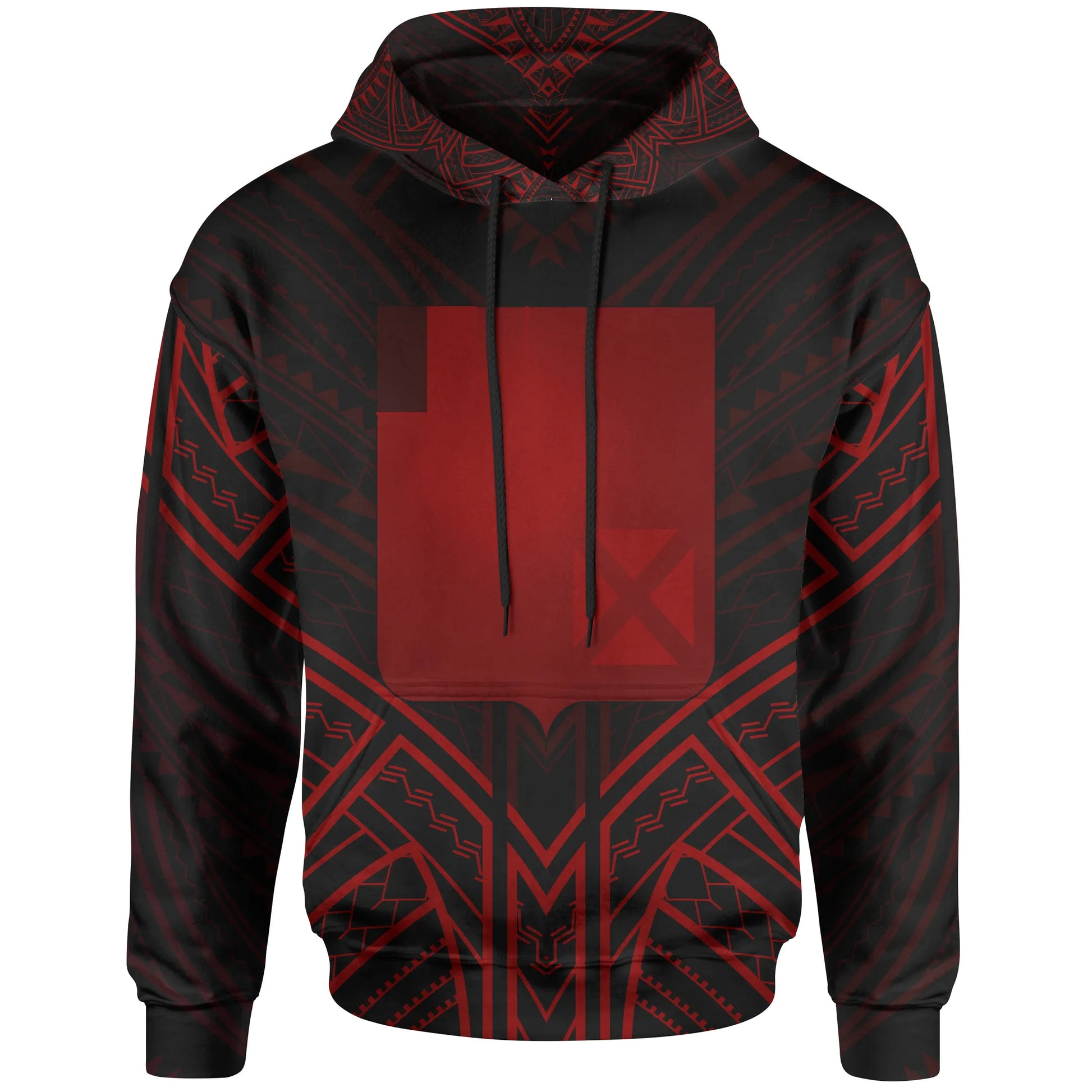 Wallis & Futuna Hoodie - Wallis & Futuna Seal Red Tribal Patterns