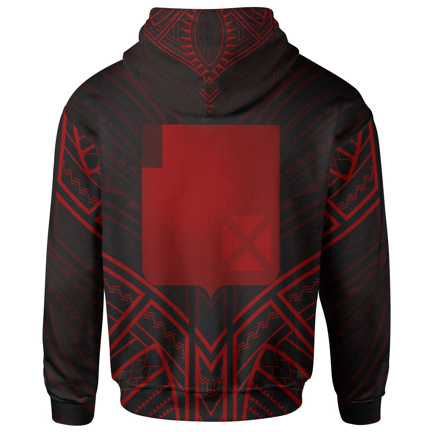 Wallis & Futuna Hoodie - Wallis & Futuna Seal Red Tribal Patterns
