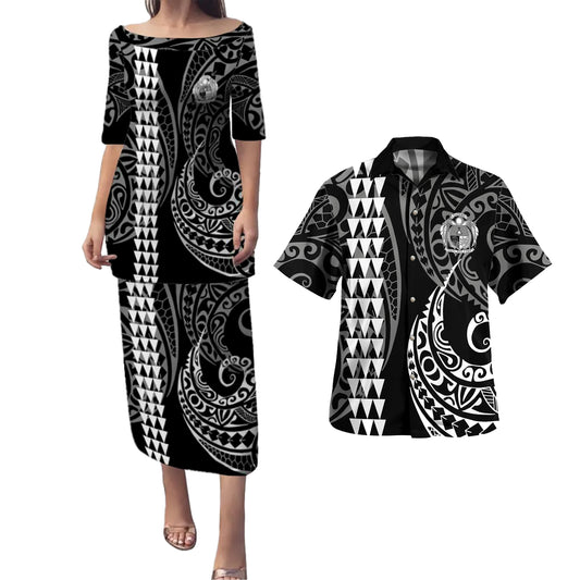 Nauru Combo Puletasi And Shirt Kakau Style White