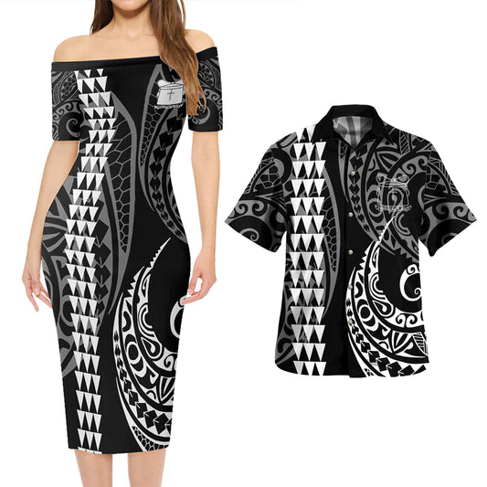 Tokelau Combo Short Sleeve Dress And Shirt Kakau Style White