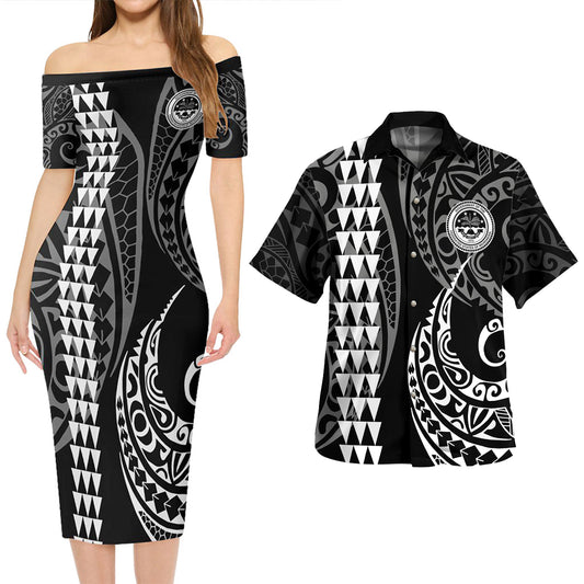 Federated States Of Micronesia Combo Short Sleeve Dress And Shirt Kakau Style White