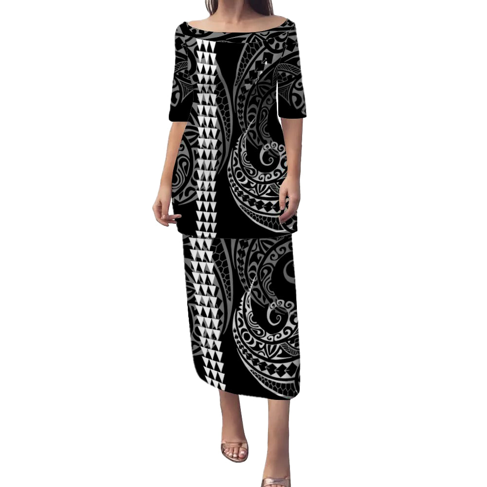 Hawaii Combo Puletasi And Shirt Kakau Style White