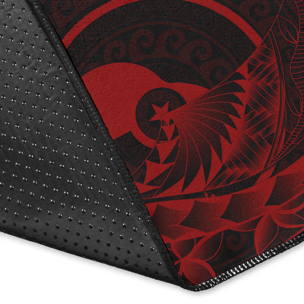 Yap Area Rug - Polynesian Pattern Style Red Color