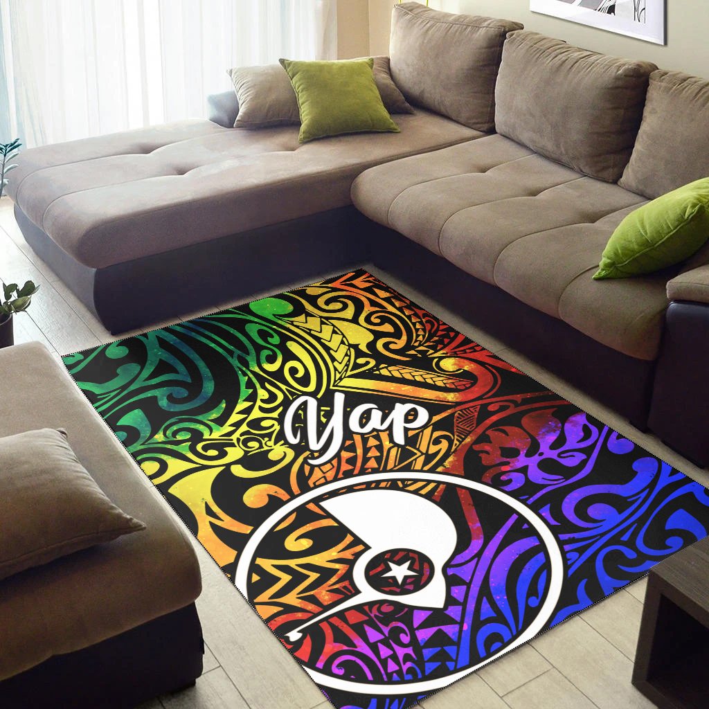 Yap Area Rug - Rainbow Polynesian Pattern