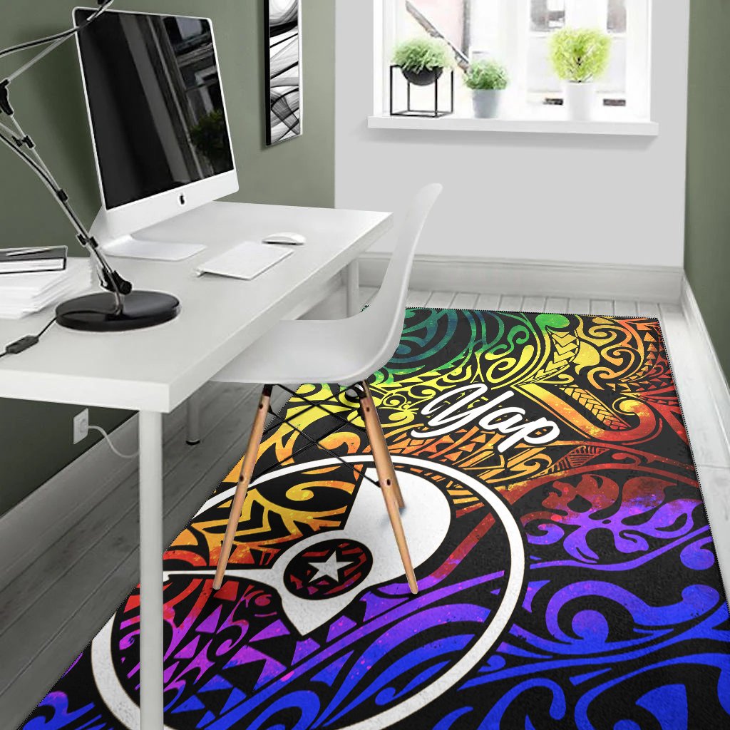 Yap Area Rug - Rainbow Polynesian Pattern