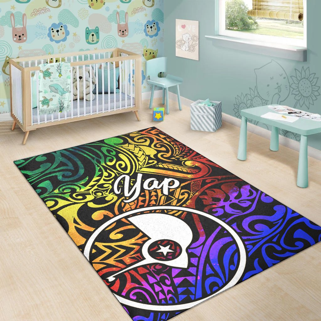 Yap Area Rug - Rainbow Polynesian Pattern