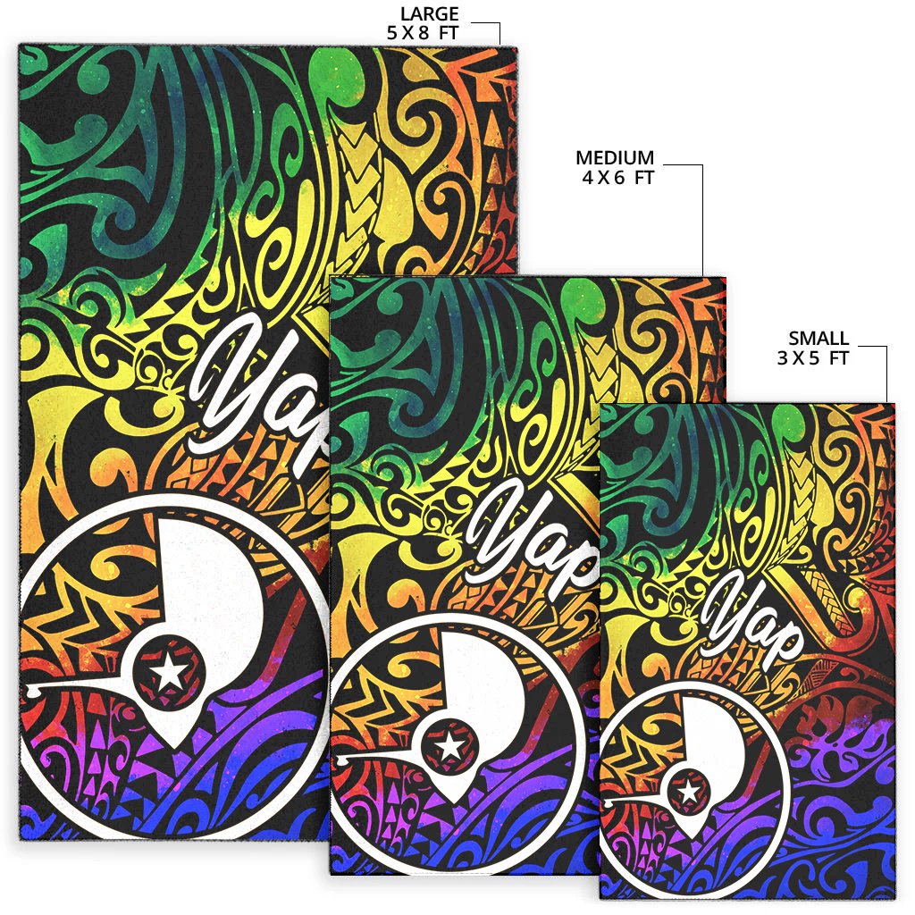 Yap Area Rug - Rainbow Polynesian Pattern