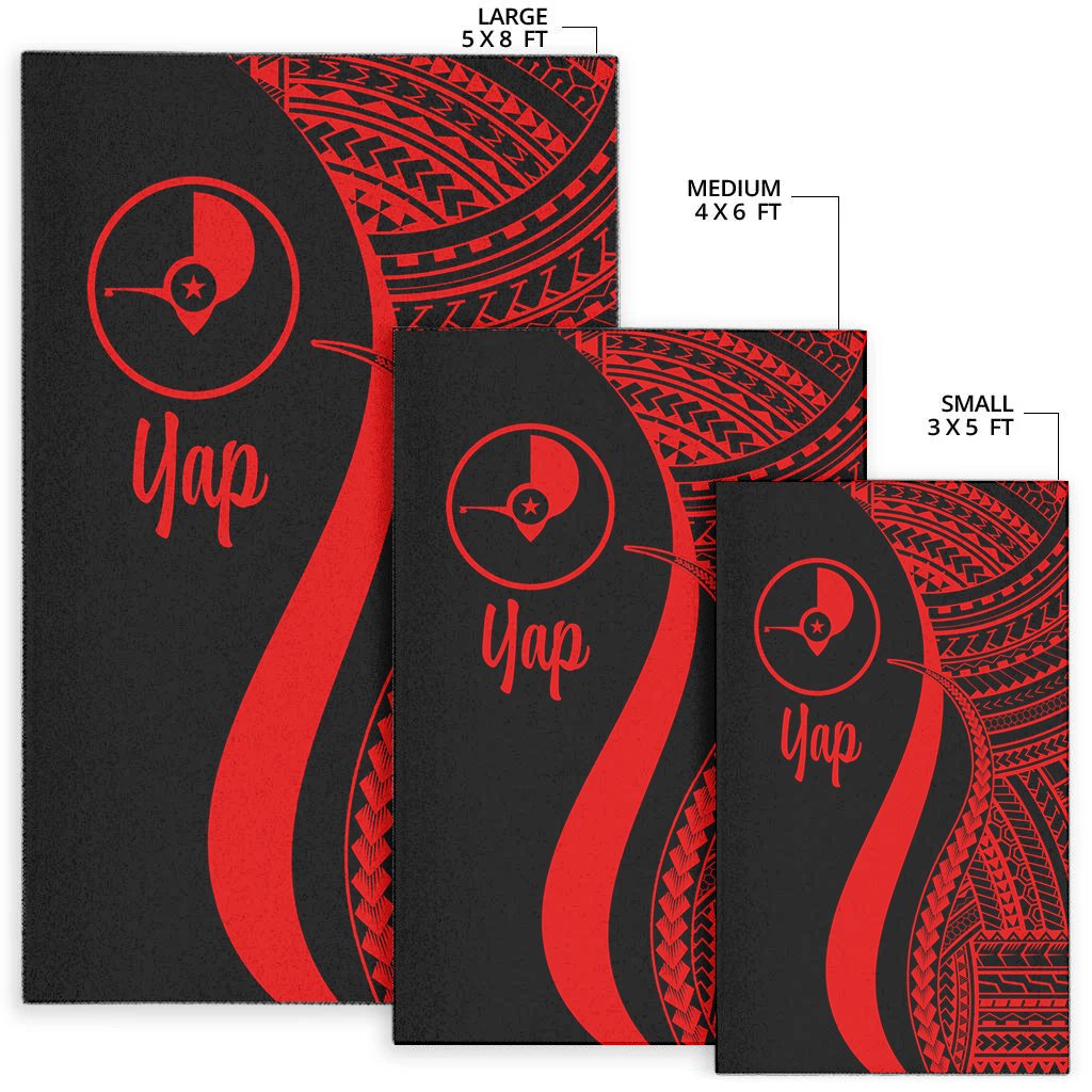 Yap Area Rug - Red Polynesian Tentacle Tribal Pattern