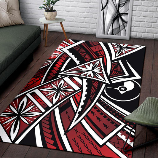 Yap Area Rug - Tribal Flower Special Pattern Red Color