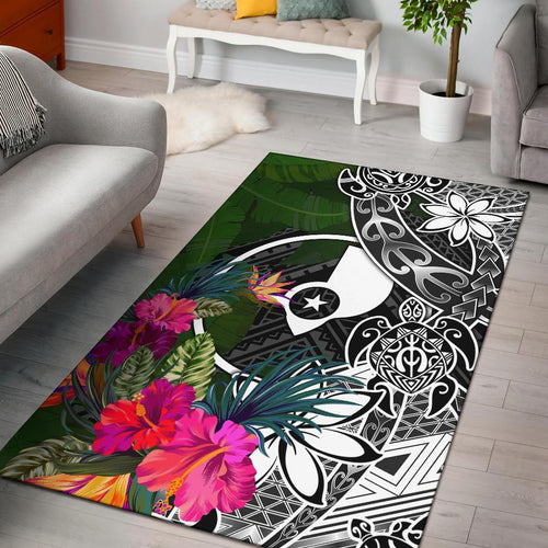 Yap Area Rug - Turtle Plumeria Banana Leaf