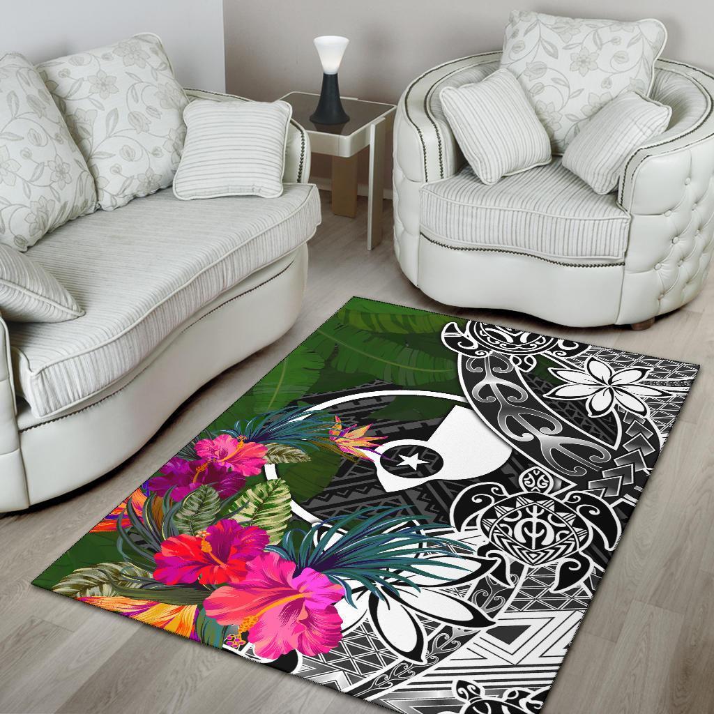 Yap Area Rug - Turtle Plumeria Banana Leaf