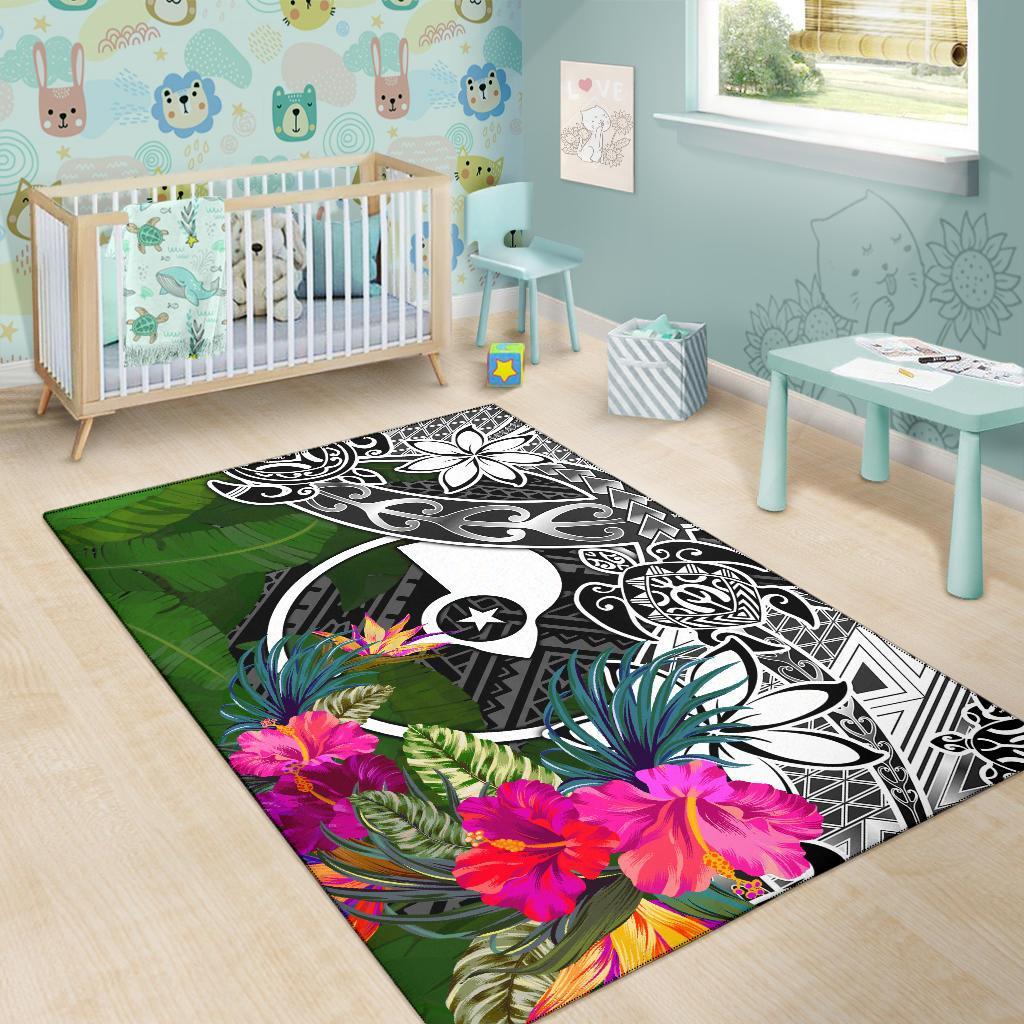 Yap Area Rug - Turtle Plumeria Banana Leaf