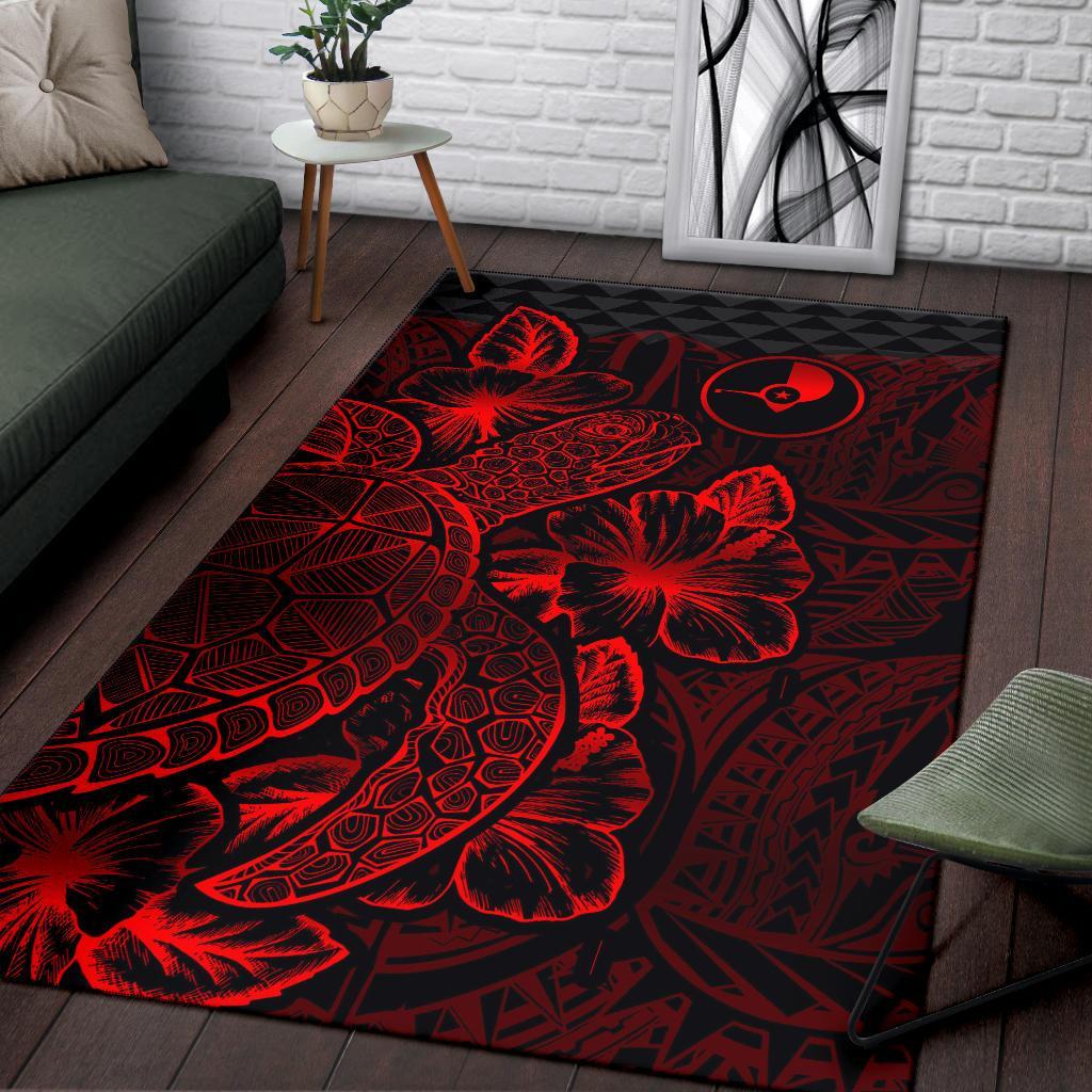 Yap Area Rugs Turtle Hibiscus Red
