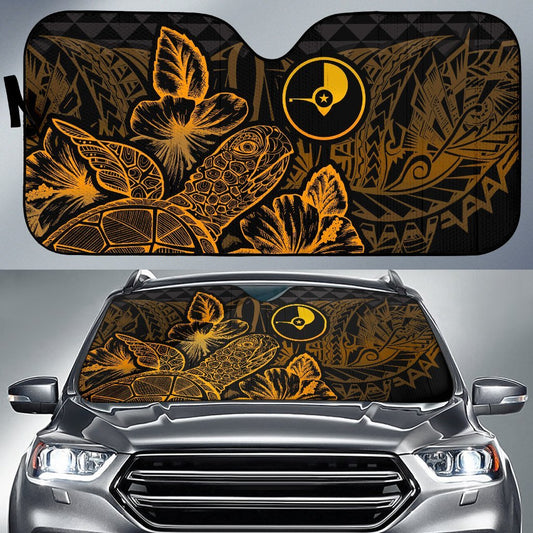 Yap Auto Sun Shades Turtle Hibiscus Gold