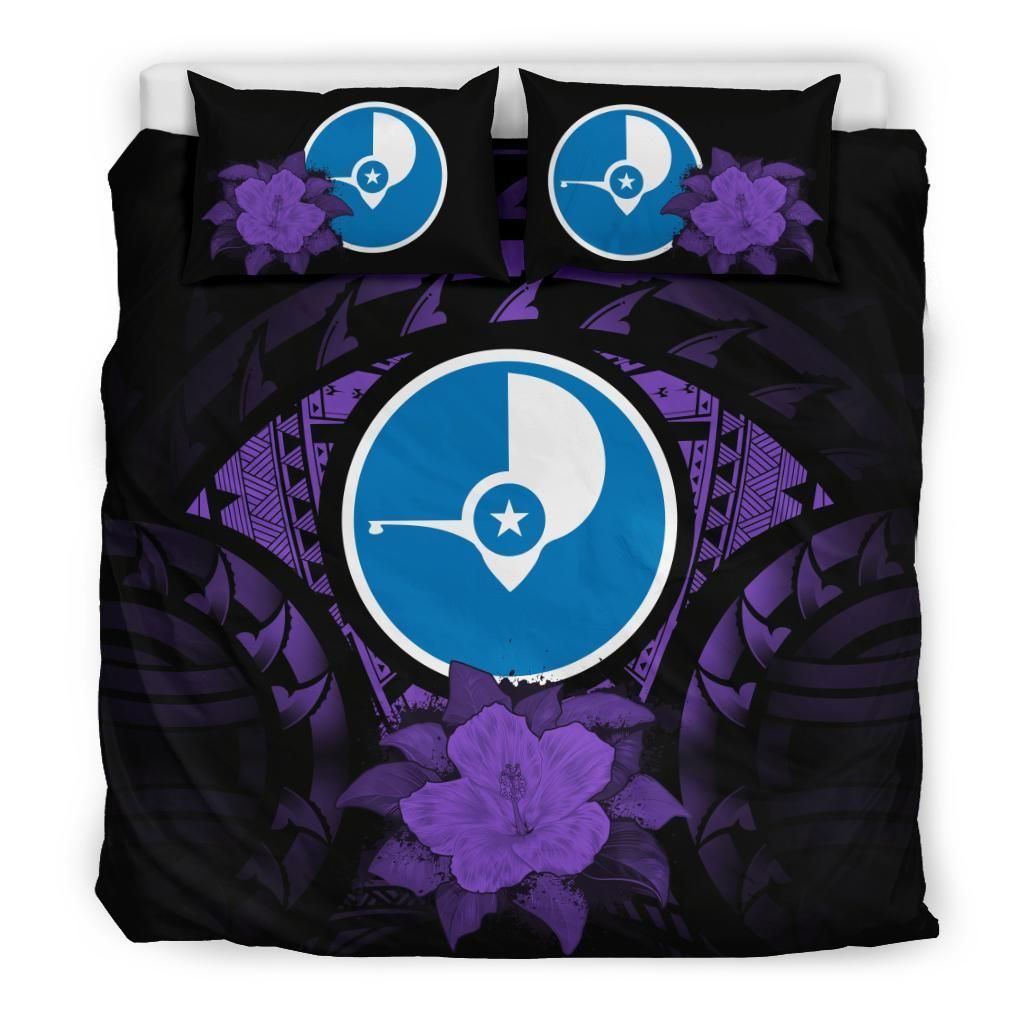 Yap Duvet Cover Set - Yap Flag & Purple Hibiscus