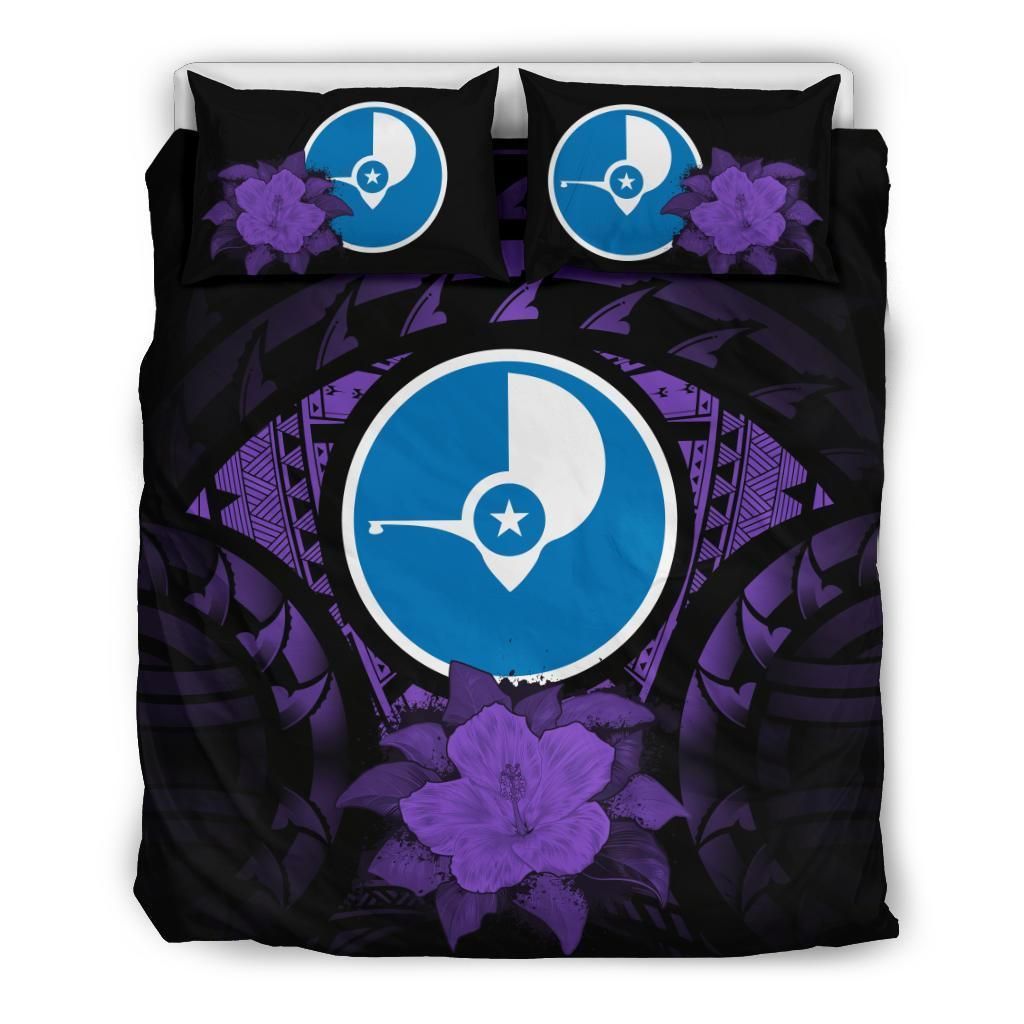 Yap Duvet Cover Set - Yap Flag & Purple Hibiscus