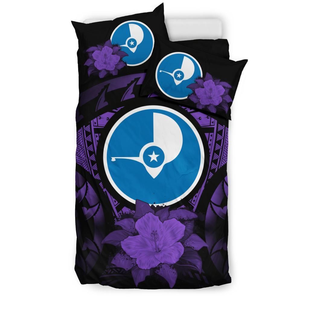 Yap Duvet Cover Set - Yap Flag & Purple Hibiscus