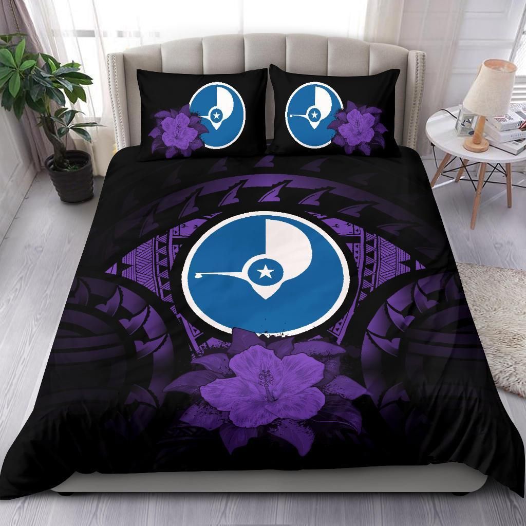 Yap Duvet Cover Set - Yap Flag & Purple Hibiscus