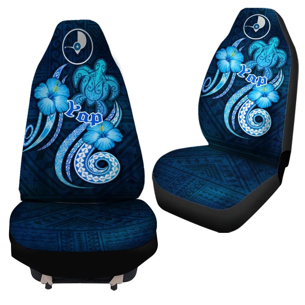 Yap Car Seat Covers - Turtle and Tribal Tattoo Of Polynesian