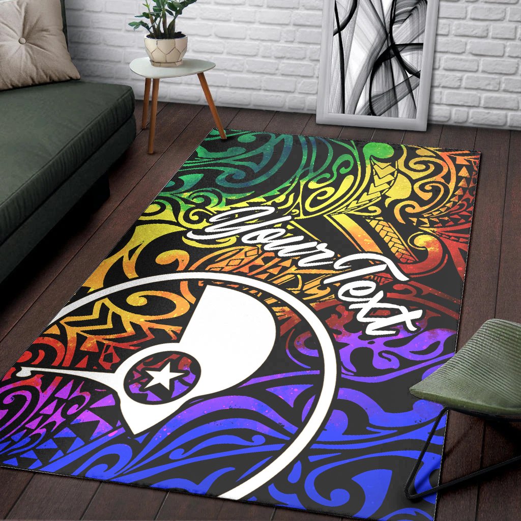 Yap Custom Personalised Area Rug - Rainbow Polynesian Pattern
