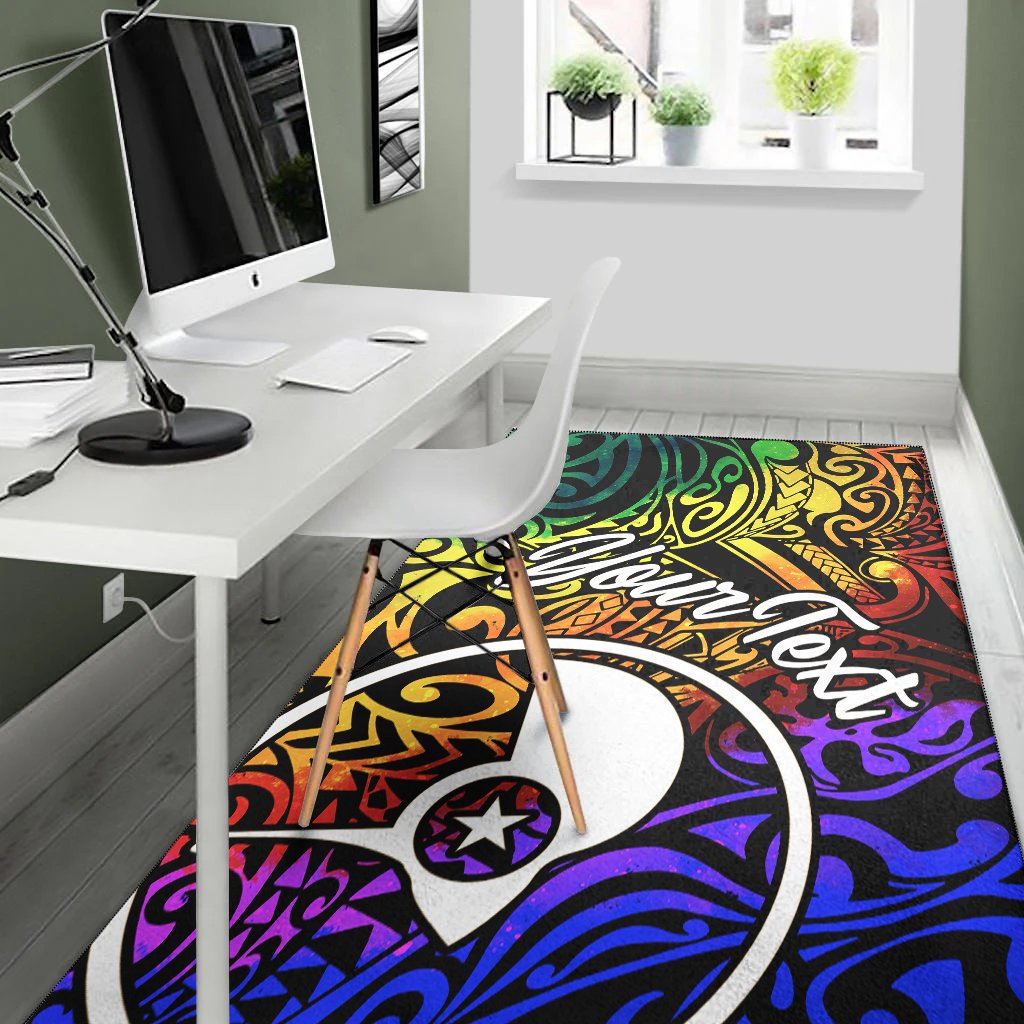 Yap Custom Personalised Area Rug - Rainbow Polynesian Pattern