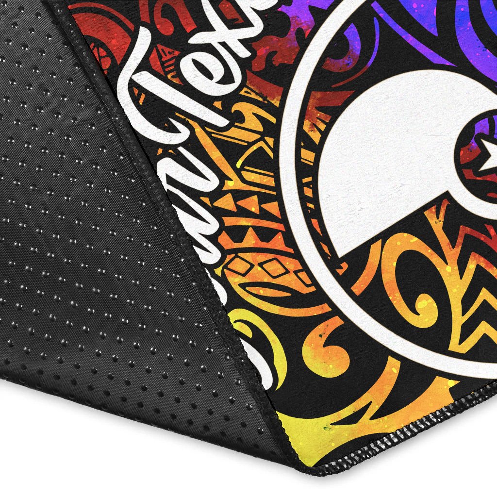 Yap Custom Personalised Area Rug - Rainbow Polynesian Pattern