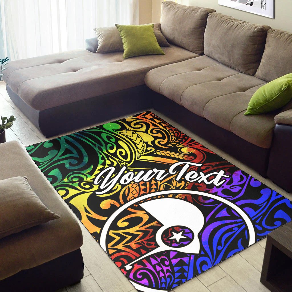 Yap Custom Personalised Area Rug - Rainbow Polynesian Pattern
