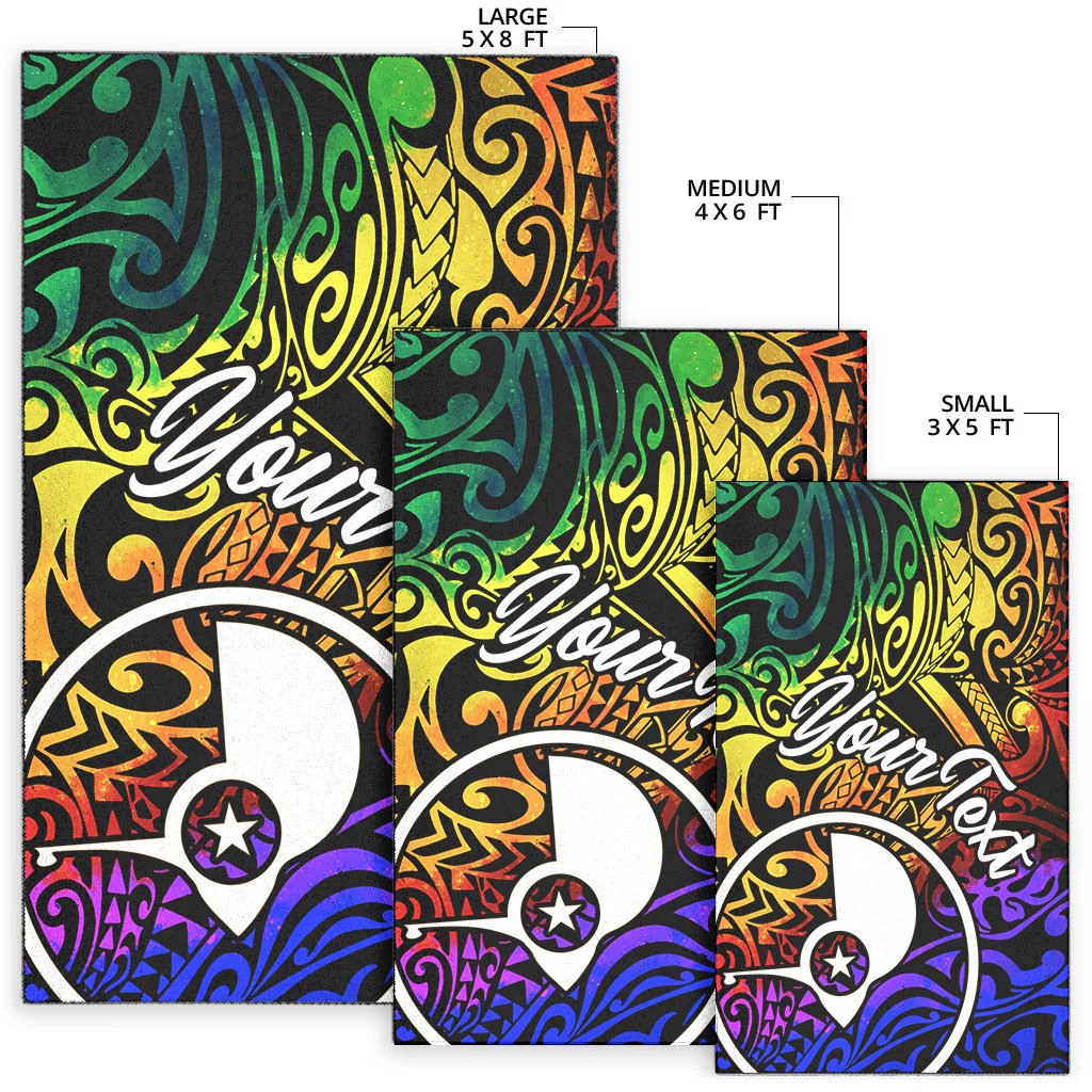 Yap Custom Personalised Area Rug - Rainbow Polynesian Pattern