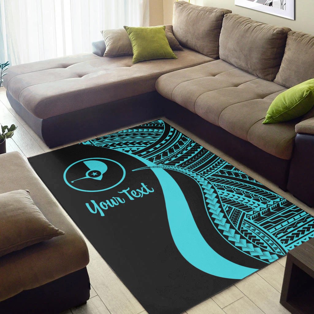 Yap Custom Personalised Area Rug - Turquoise Polynesian Tentacle Tribal Pattern