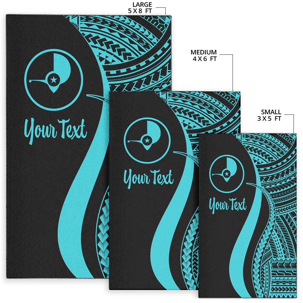 Yap Custom Personalised Area Rug - Turquoise Polynesian Tentacle Tribal Pattern