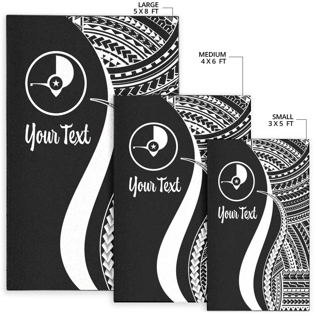 Yap Custom Personalised Area Rug - White Polynesian Tentacle Tribal Pattern