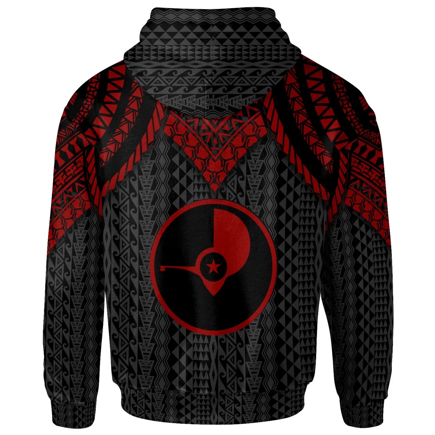 Yap Custom Personalised Hoodie - Polynesian Armor Style Red