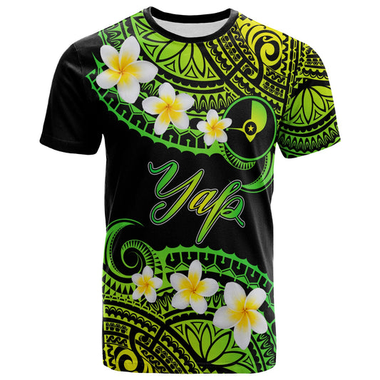Yap Custom Personalised T-Shirt - Plumeria Polynesian Vibe Green