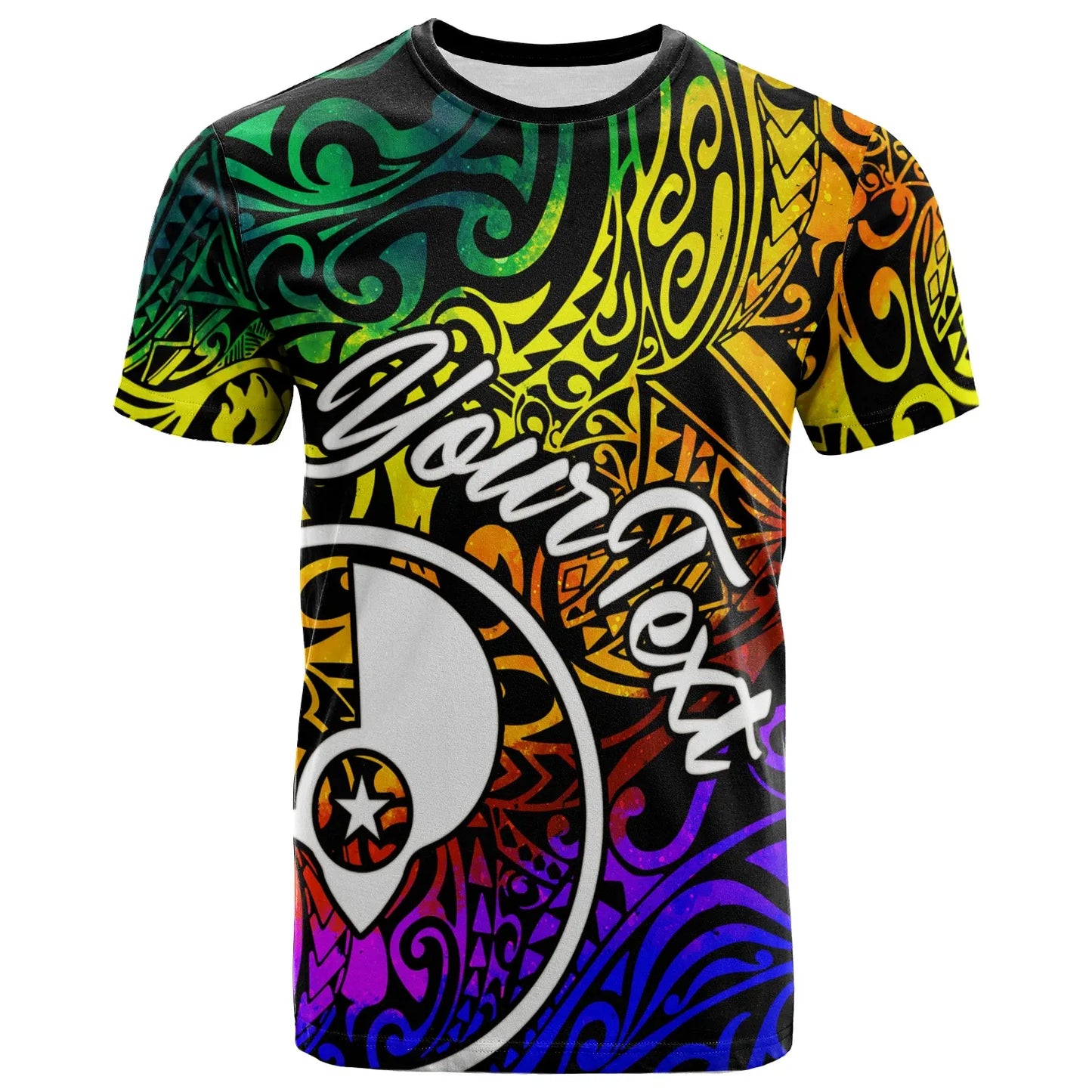 Yap Custom Personalised T-Shirt - Rainbow Polynesian Pattern