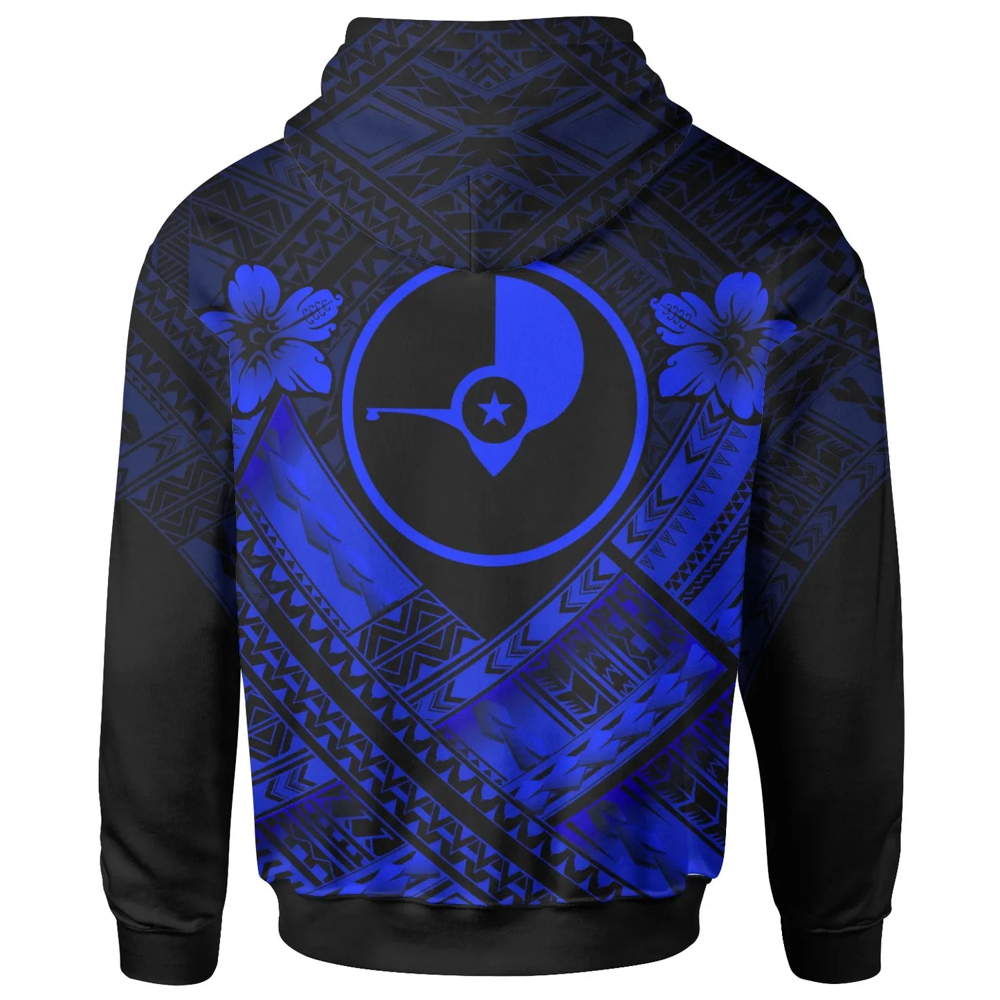 Yap Custom Personalised Polynesian Hoodie - Yap Blue Seal Camisole Hibiscus Style