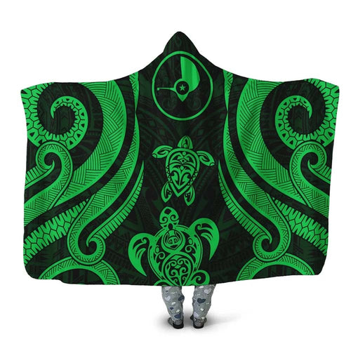 Yap Hooded Blanket - Green Tentacle Turtle
