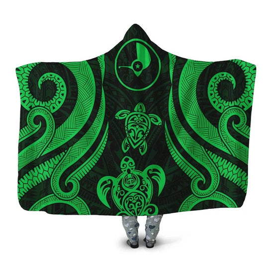 Yap Hooded Blanket - Green Tentacle Turtle