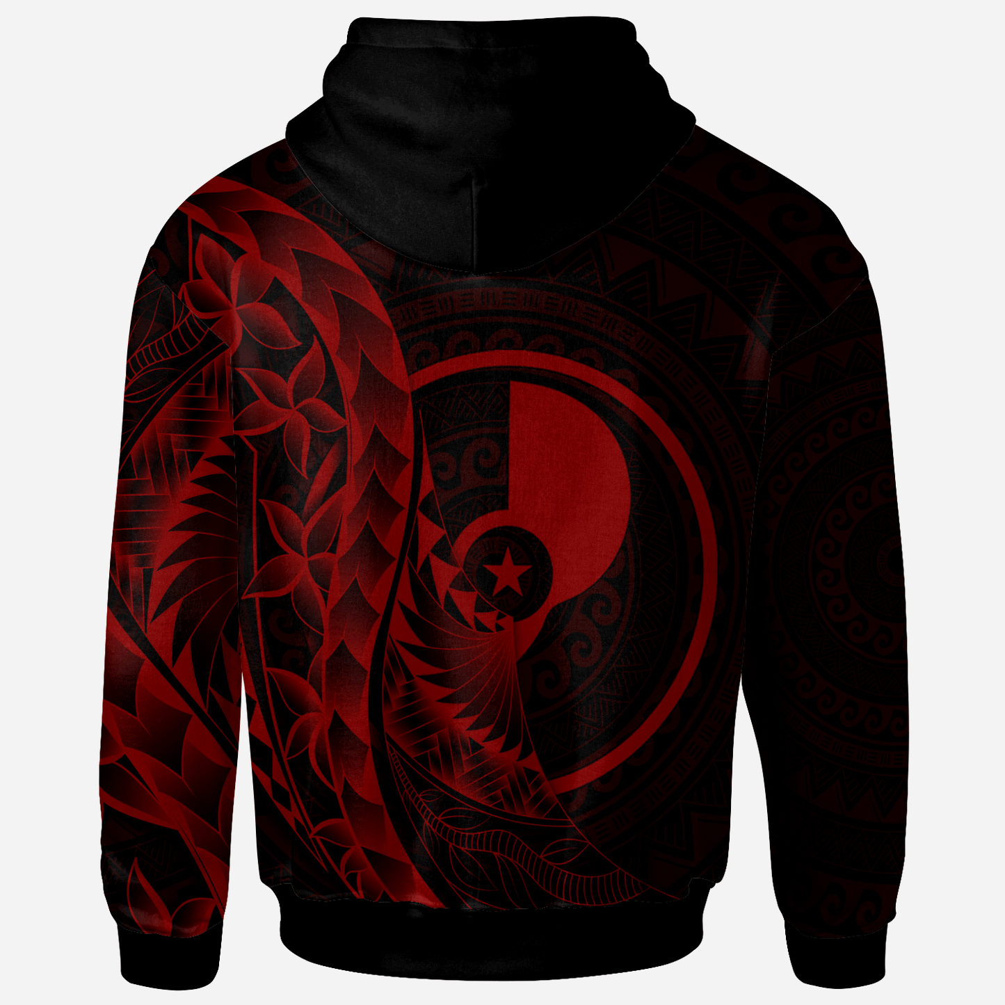 Yap Hoodie - Custom Personalised Polynesian Pattern Style Red Color