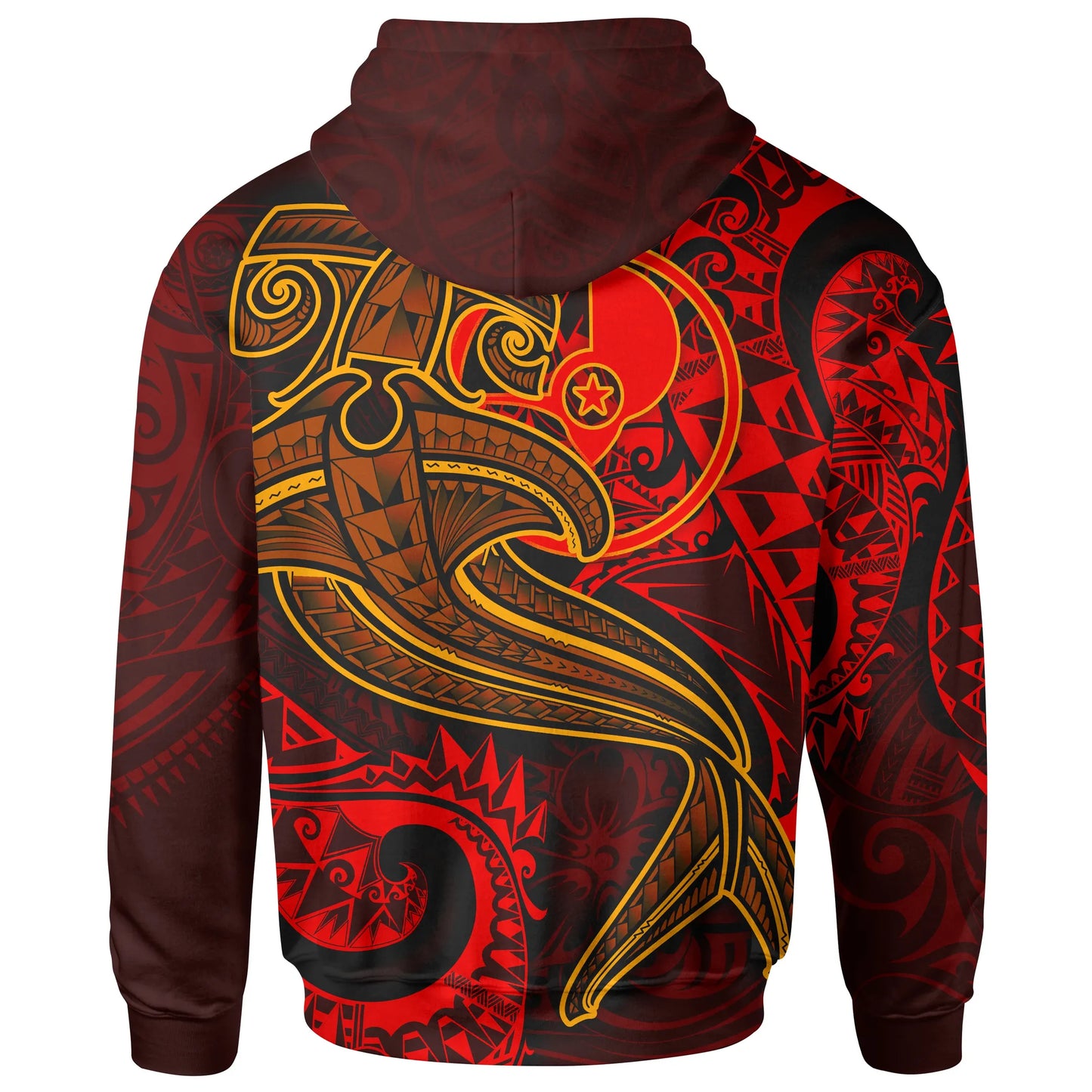 Yap Hoodie - Red Shark Polynesian Tattoo