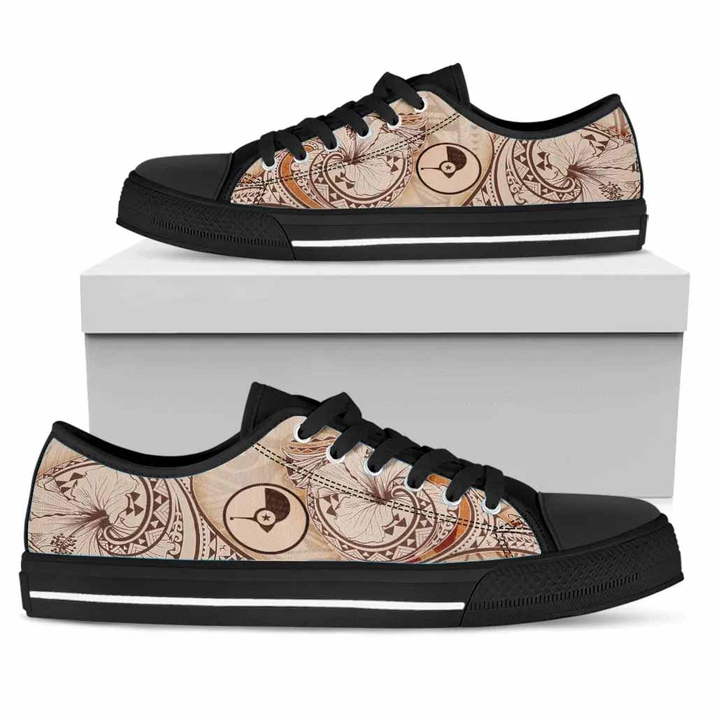 Yap Low Top Shoes - Hibiscus Flowers Vintage Style