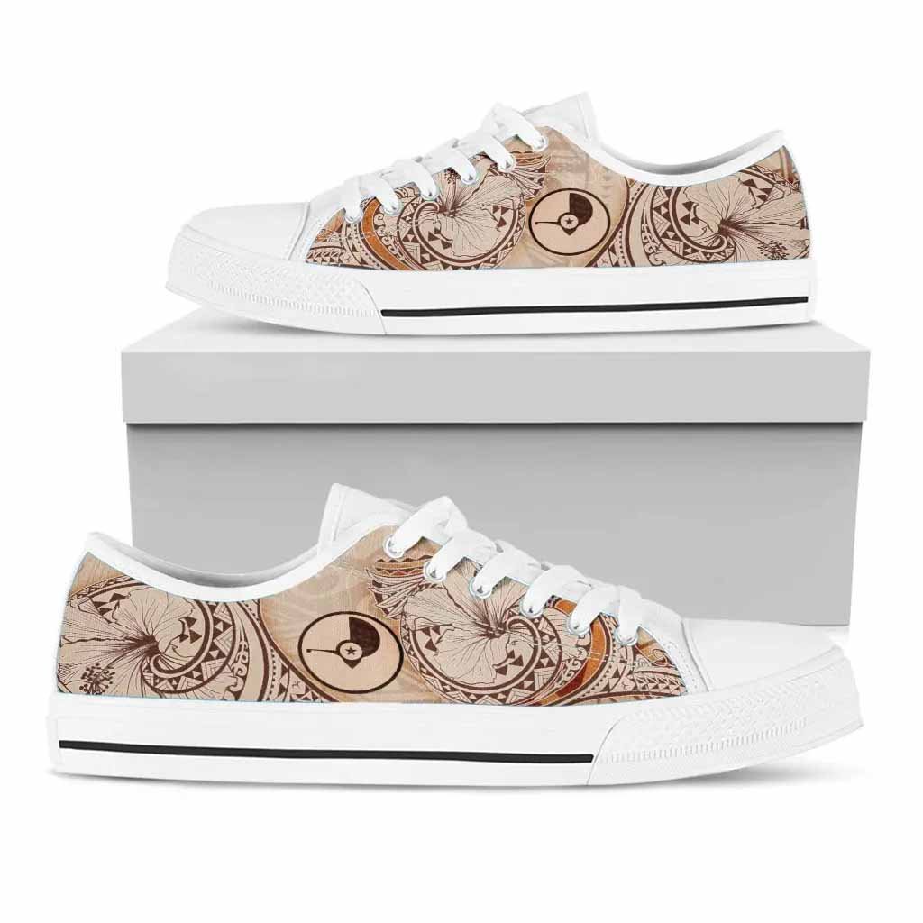 Yap Low Top Shoes - Hibiscus Flowers Vintage Style