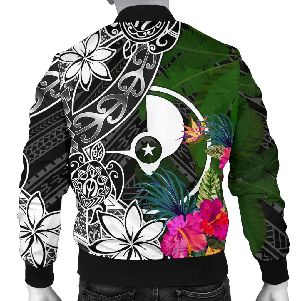 Yap Bomber Jacket - Turtle Plumeria Banana Leaf